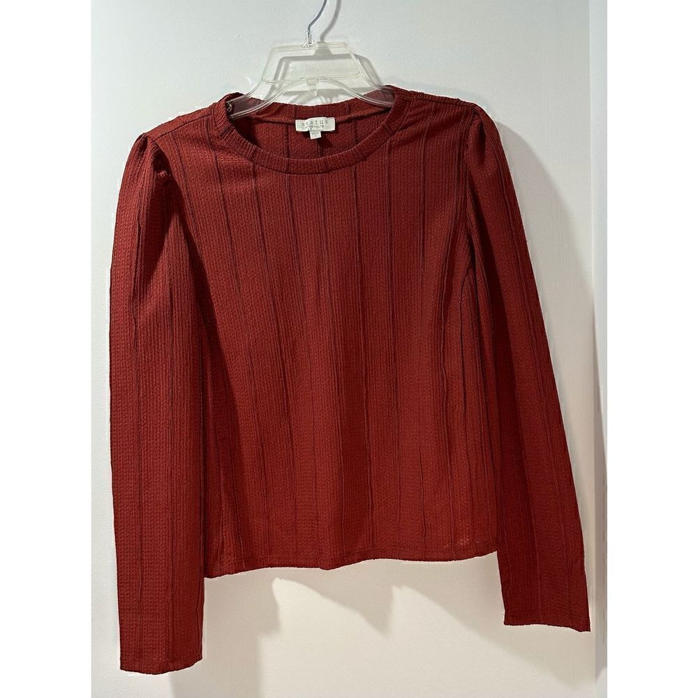 Status by Chenault women’s brick red ribbed long sleeve sweater Lg NWOT #33-0854
